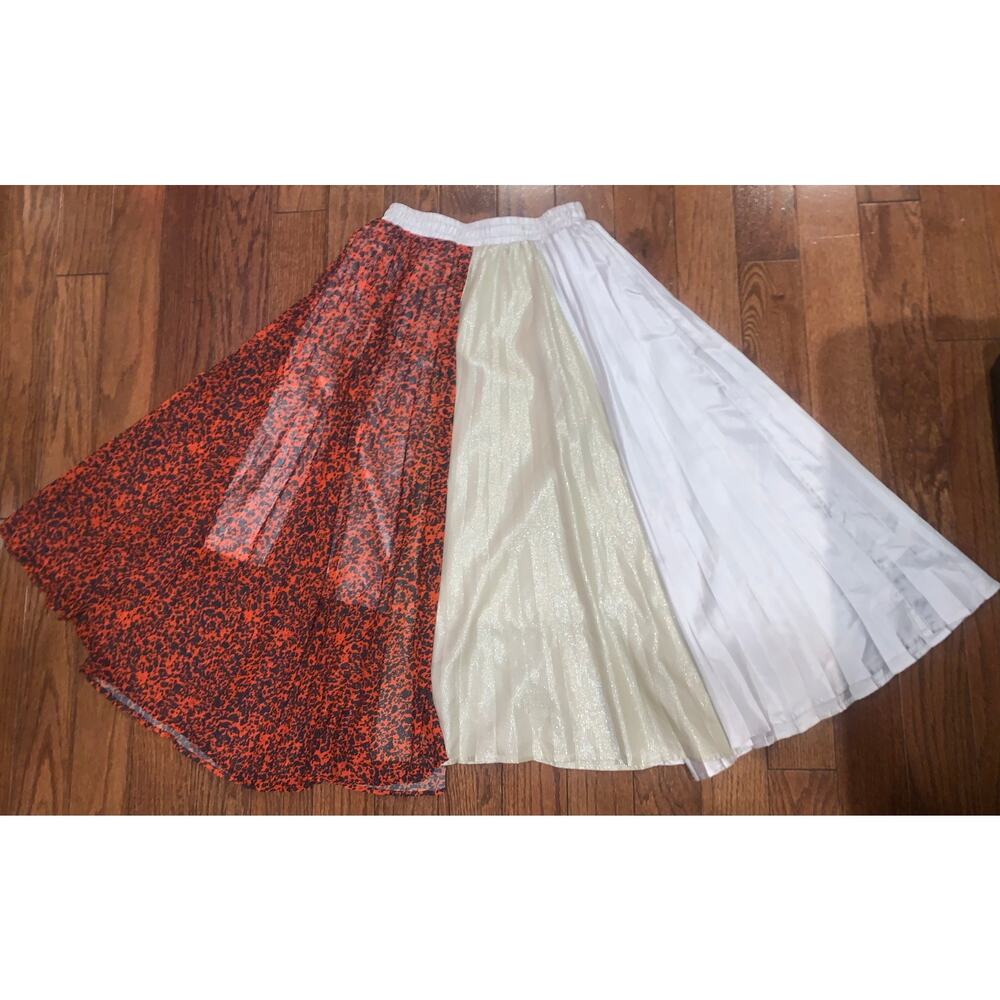 Clu Colorblock Pleated Midi Skirt XS Avant Garde Made USA